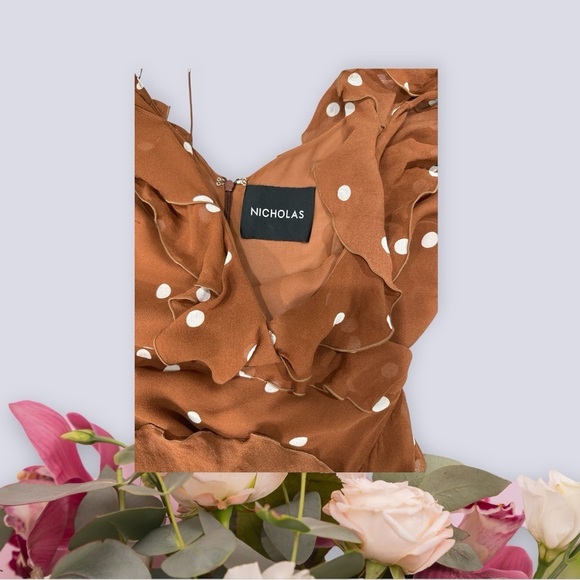 NICHOLAS

Rust Spot Wrap Frill Mini Dress US size 6 - Picture 16 of 17